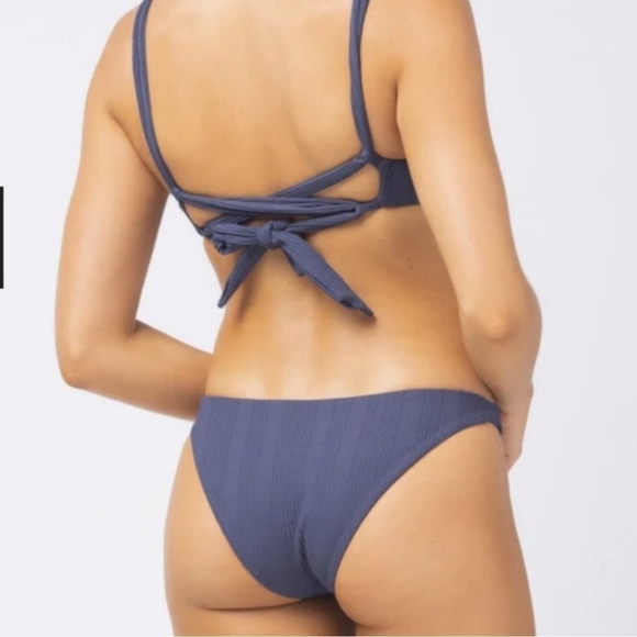 New L*Space Camacho Pointelle Rib Full Cut Slate Bikini Bottom NWT Medium - Picture 7 of 12